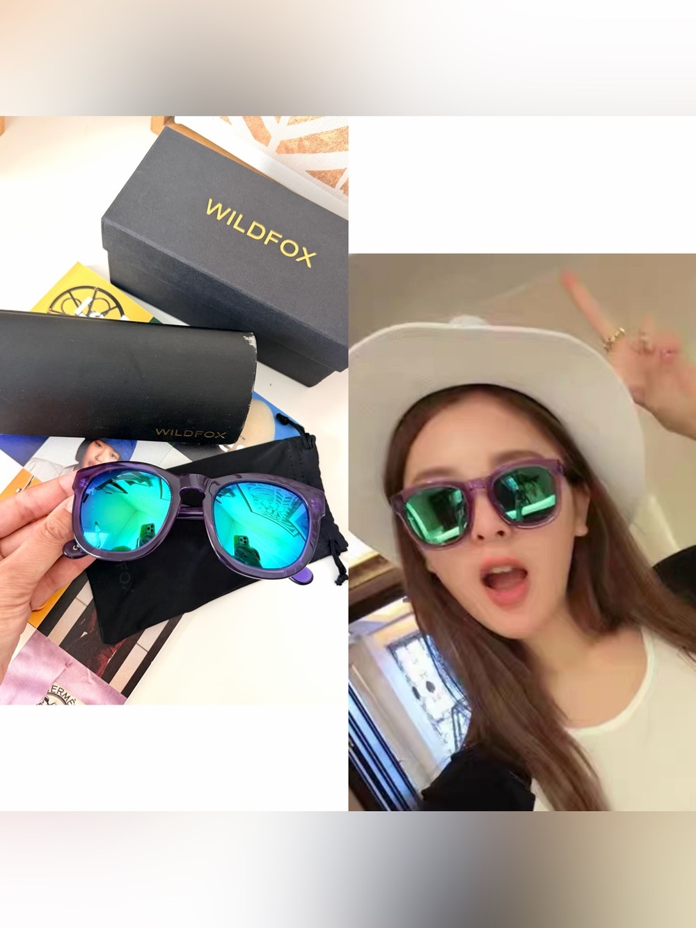 Wildfox Classic Fox Purple Frame Sunglasses with Mirrored Lense